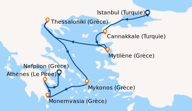 Itinéraire de la croisière Istanbul (Turquie), En mer, Thessaloniki (Grè...