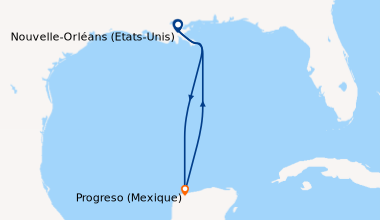 Itinéraire de la croisière Nouvelle-Orléans (Etats-Unis), En mer, Progre...