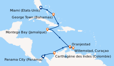 Itinéraire de la croisière Panama City (Panama), En mer, Carthagène des ...