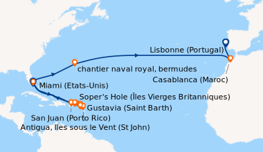 Itinéraire de la croisière Miami (Etats-Unis), En mer, En mer, San Juan ...