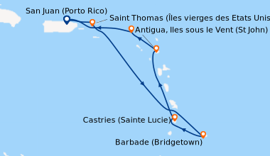 Itinéraire de la croisière San Juan (Porto Rico), En mer, Barbade (Bridg...