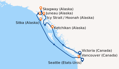 Itinéraire de la croisière Vancouver (Canada), En mer, Ketchikan (Alaska...