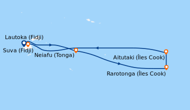 Itinéraire de la croisière Lautoka (Fidji), En mer, nuku'alofa (Tonga), ...