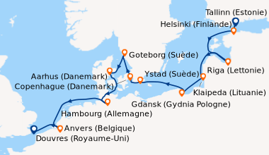 Itinéraire de la croisière Helsinki (Finlande), Tallinn (Estonie), En me...