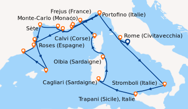 Itinéraire de la croisière Rome (Civitavecchia), Porto Santo Stefano (To...