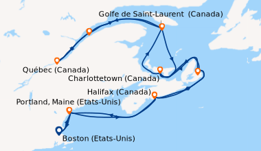 Itinéraire de la croisière Boston (Etats-Unis), Portland, Maine (Etats-U...