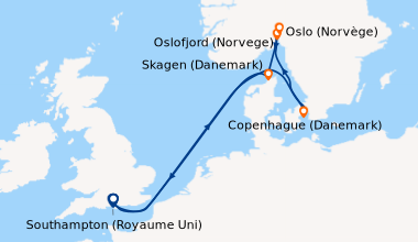 Itinéraire de la croisière Southampton (Royaume Uni) , En mer, Copenhagu...