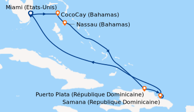 Itinéraire de la croisière Miami (Etats-Unis), CocoCay (Bahamas), En mer...