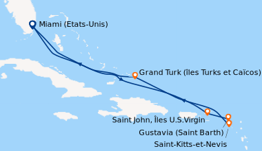 Itinéraire de la croisière Miami (Etats-Unis), En mer, En mer, Saint Joh...