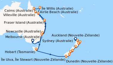 Itinéraire de la croisière Melbourne (Australie), En mer, Newcastle (Aus...
