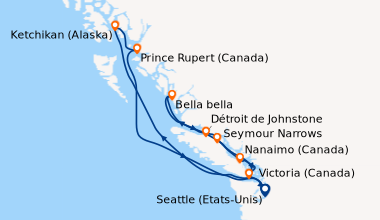 Itinéraire de la croisière Seattle (Etats-Unis), En mer, Ketchikan (Alas...