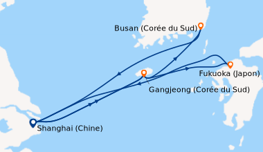 Itinéraire de la croisière Shanghai (Chine), Gangjeong (Corée du Sud), F...