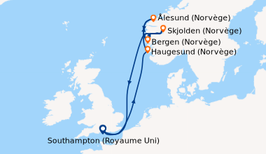Itinéraire de la croisière Southampton (Royaume Uni), En mer, Haugesund ...