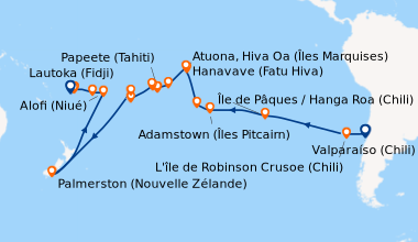 Itinéraire de la croisière Valparaíso (Chili), En mer, L'île de Robinson...