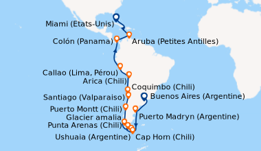 Itinéraire de la croisière Buenos Aires (Argentine), En mer, En mer, Pue...