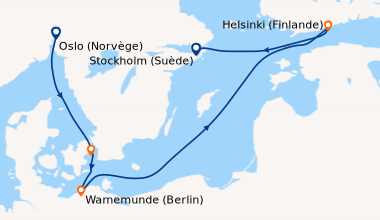 Itinéraire de la croisière Oslo (Norvège), Copenhague (Danemark), Warnem...