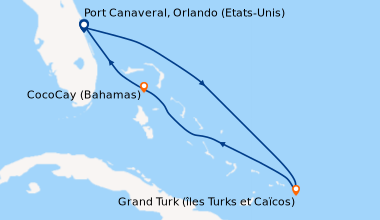 Itinéraire de la croisière Port Canaveral, Orlando (Etats-Unis), En mer,...
