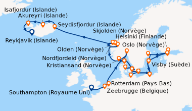 Carte de l'itinéraire de la croisière