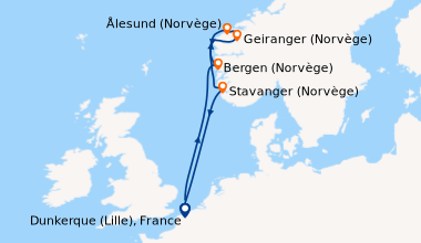 Itinéraire de la croisière Le meilleur de la Norvège