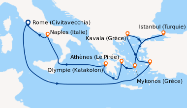Itinéraire de la croisière Rome (Civitavecchia), En mer, En mer, Kusadas...
