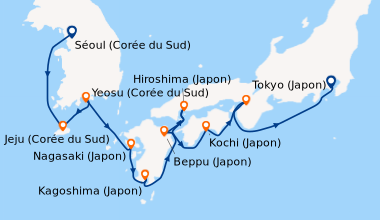 Itinéraire de la croisière Séoul (Corée du Sud), En mer, Jeju (Corée du ...