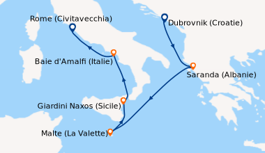 Itinéraire de la croisière Dubrovnik (Croatie), Saranda (Albanie), En me...