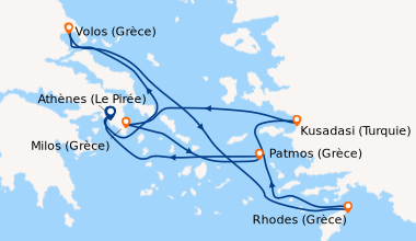 Itinéraire de la croisière Athènes (Le Pirée), Volos (Grèce), En mer, Rh...