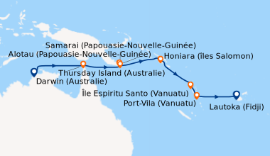 Itinéraire de la croisière Escapade au cœur de la Mélanésie