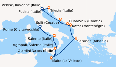 Itinéraire de la croisière Rome (Civitavecchia), Salerne (Italie), Agrop...