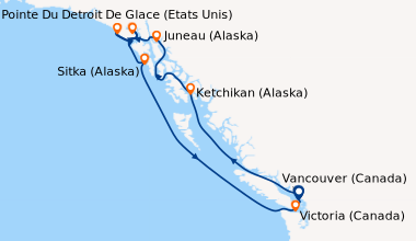Itinéraire de la croisière Vancouver (Canada), En mer, Ketchikan (Alaska...
