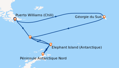 Itinéraire de la croisière Puerto Williams (Chili), En mer, En mer, En m...