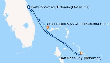 Itinéraire de la croisière Port Canaveral, Orlando (Etats-Unis), Celebra...