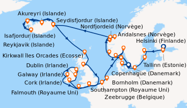 Itinéraire de la croisière Helsinki (Finlande), Tallinn (Estonie), Stock...