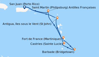 Itinéraire de la croisière San Juan (Porto Rico), Saint Martin (Philipsb...
