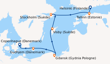 Itinéraire de la croisière Capitales et villes emblématiques de la Baltique