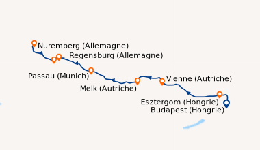 Itinéraire de la croisière Croisière fidélité de Budapest aux trésors de Bavière  - Entre héritage impérial, villages pittoresques et trésors culturels (BUN_FIDPP)