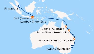 Itinéraire de la croisière Sydney (Australie), En mer, Moreton Island (A...