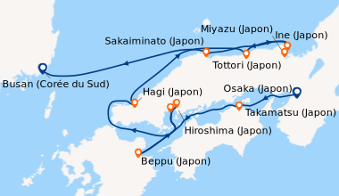 Itinéraire de la croisière Traditions ancestrales et sanctuaires légendaires nippons