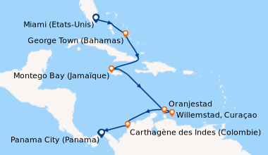 Itinéraire de la croisière Miami (Etats-Unis), En mer, George Town (Baha...