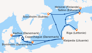 Itinéraire de la croisière Copenhague (Danemark), Aarhus (Danemark), Bor...