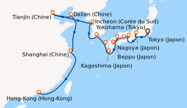 Itinéraire de la croisière Yokohama (Tokyo), Tokyo (Japon), Nagoya (Japo...