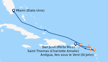 Itinéraire de la croisière Miami (Etats-Unis), En mer, En mer, Saint Tho...