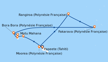 Itinéraire de la croisière Îles de la Société et Tuamotu