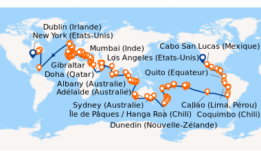 Itinéraire de la croisière Los Angeles (Etats-Unis), En mer, En mer, Cab...