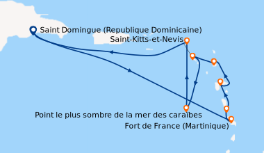 Itinéraire de la croisière Antilles