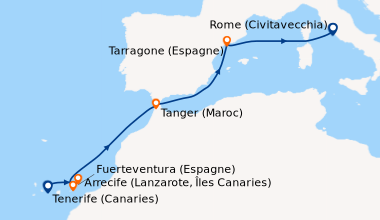 Itinéraire de la croisière Tenerife (Canaries), Arrecife (Lanzarote, Île...