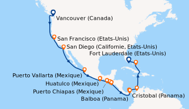 Itinéraire de la croisière Vancouver (Canada), En mer, En mer, San Franc...