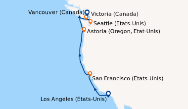 Itinéraire de la croisière Los Angeles (Etats-Unis), En mer, San Francis...