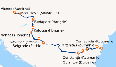 Itinéraire de la croisière De la mer Noire vers le Danube Bleu - De Bucarest à Vienne (OVI_PP)