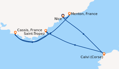 Itinéraire de la croisière Corse et French Riviera